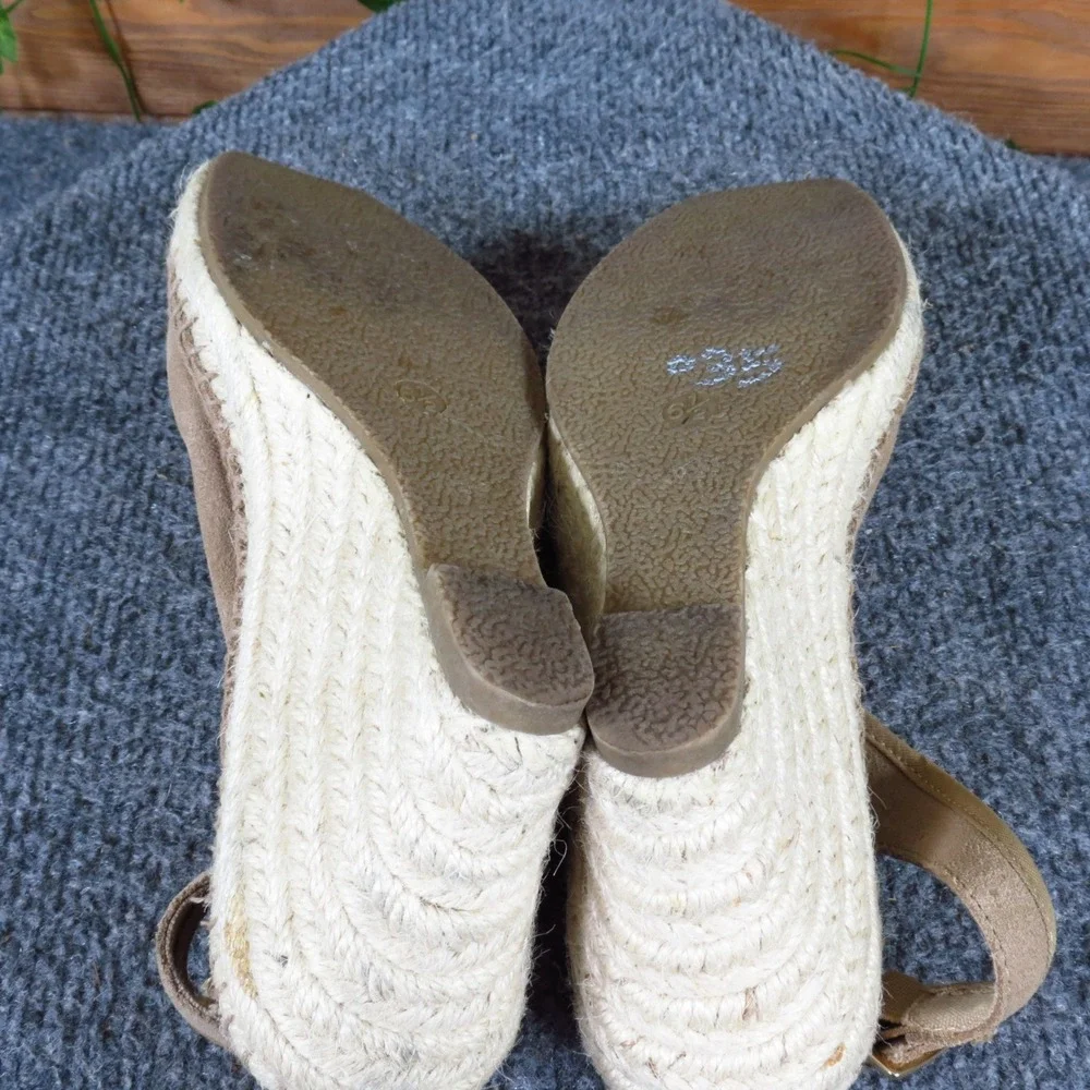 Bandolino Compakt Women Espadrille Wedge 6.5 Summer Dress Sandal Taupe Leather
